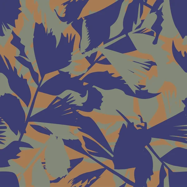 Moda tekstil, grafik ve el sanatları için Tropik Yaprak desenli fırça darbeleri