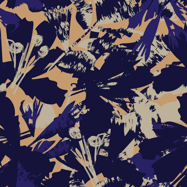 Floral brush strokes seamless pattern design for fashion textiles, graphics, backgrounds and crafts