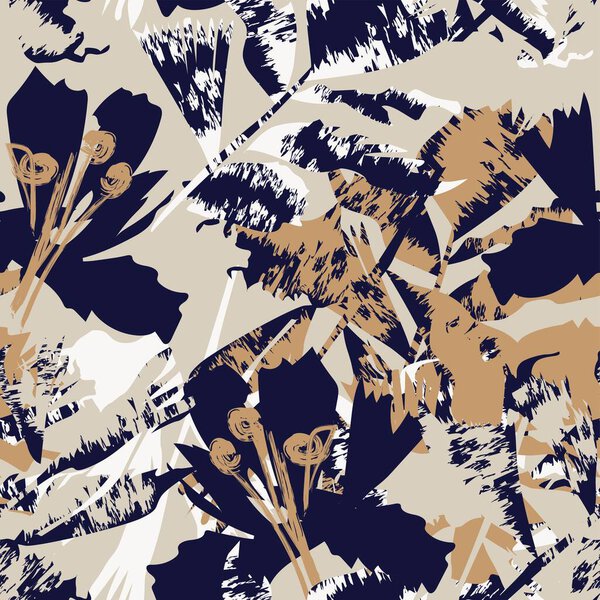 Floral brush strokes seamless pattern design for fashion textiles, graphics, backgrounds and crafts