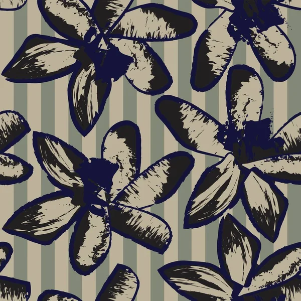 Квітковий Смугастий Безшовний Візерунок Модного Текстилю Графіки — стоковий вектор