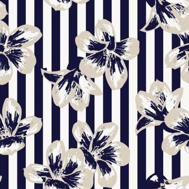 Floral striped seamless pattern design for fashion textiles and graphics