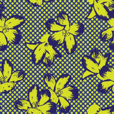Moda tekstil ve grafikleri için çiçekli noktasız desen tasarımı