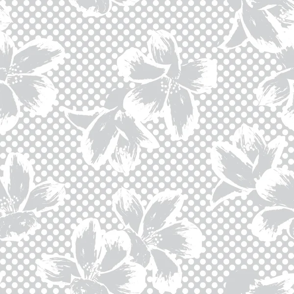 Floral Dotted Seamless Pattern Design Fashion Textiles Graphics — 스톡 벡터