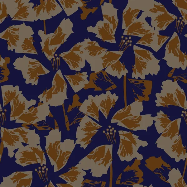 Coups Pinceau Floral Design Motif Sans Couture Pour Les Textiles — Image vectorielle