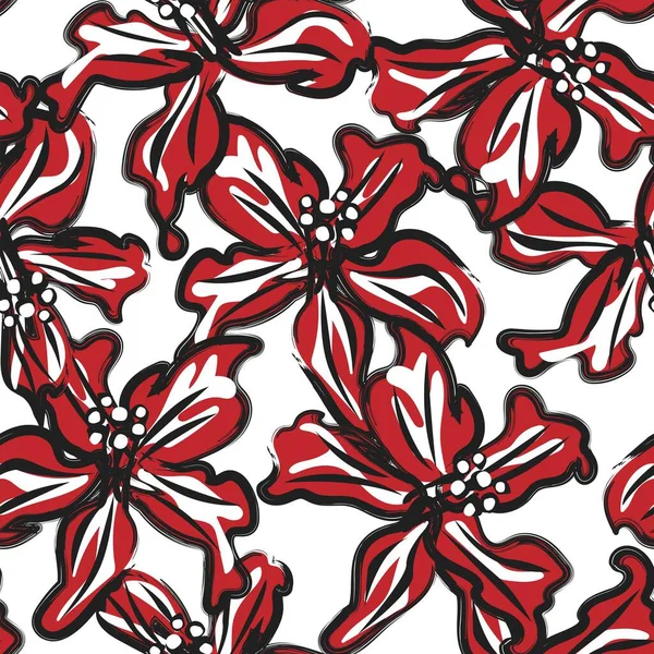 Coups Pinceau Floral Design Motif Sans Couture Pour Les Textiles — Image vectorielle