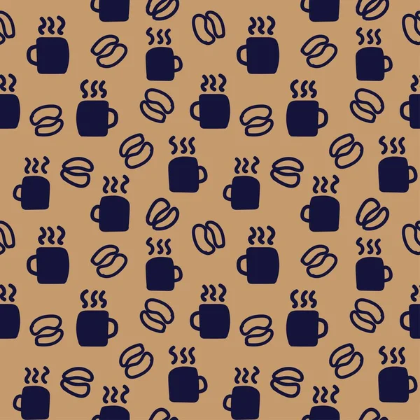 ファッション繊維 工芸品 ブランディング マーケティング ウェブ材料のためのコーヒーカップシームレスパターンデザイン — ストックベクタ