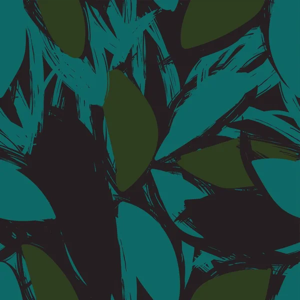 Tropical Leaf Brush Strokes Sömlös Mönsterdesign För Modetextilier Grafik Och — Stock vektor