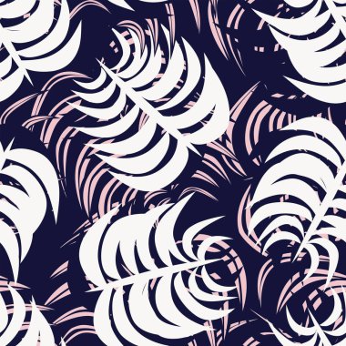 Moda tekstil, grafik ve el sanatları için tropik yapraksız desen tasarımı
