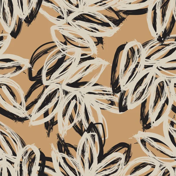 Tropical Leaf Brush Pinceladas Sem Costura Padrão Design Para Têxteis — Vetor de Stock