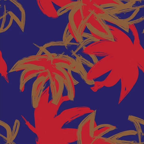 Tropical Leaf Brush Trazos Diseño Patrones Sin Costuras Para Textiles — Vector de stock