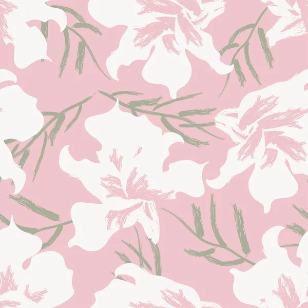 Coups Pinceau Floral Design Motif Sans Couture Pour Les Textiles — Image vectorielle