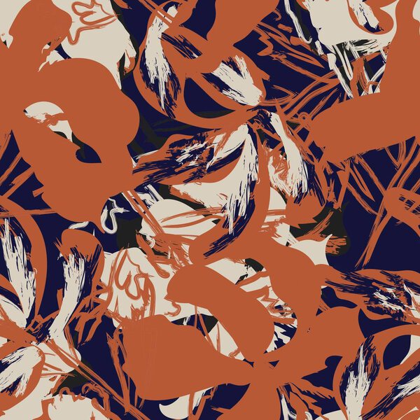 Floral brush strokes seamless pattern design for fashion textiles, graphics, backgrounds and crafts