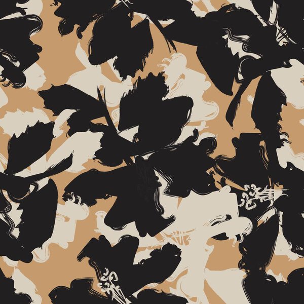 Floral brush strokes seamless pattern design for fashion textiles, graphics, backgrounds and crafts