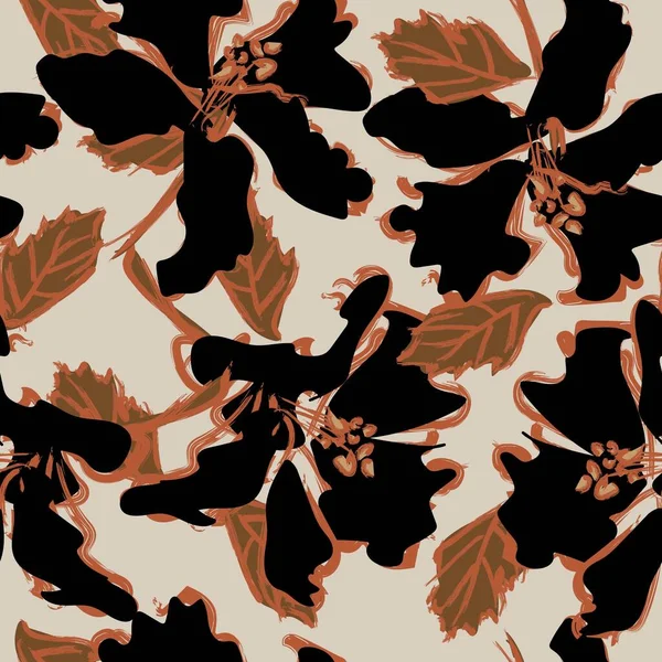 Virágos Ecsetvonások Zökkenőmentes Minta Design Divat Textíliák Grafika Hátterek Kézműves — Stock Vector