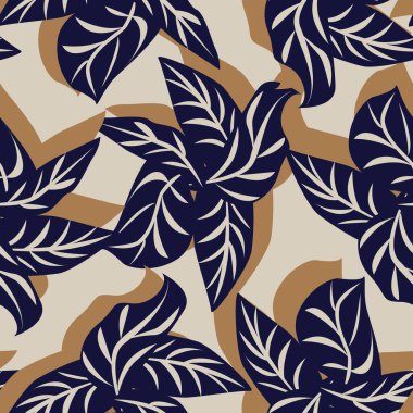 Moda tekstil, grafik ve el sanatları için tropik yapraksız desen tasarımı