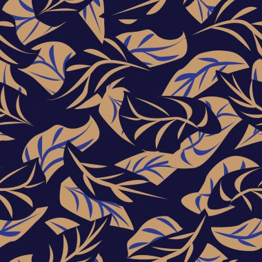 Moda tekstil, grafik ve el sanatları için tropik yapraksız desen tasarımı