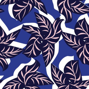 Moda tekstil, grafik ve el sanatları için tropik yapraksız desen tasarımı