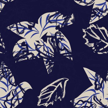 Moda tekstil, grafik ve el sanatları için tropik yapraksız desen tasarımı