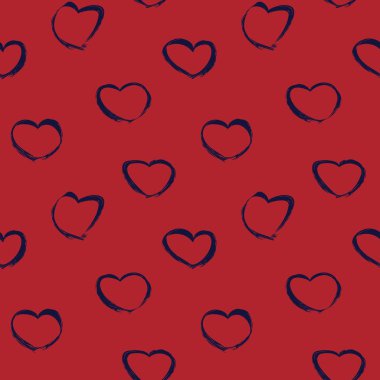 Kalp şeklinde fırça darbesi moda tekstil, grafik ve el sanatları için kusursuz desen tasarımı