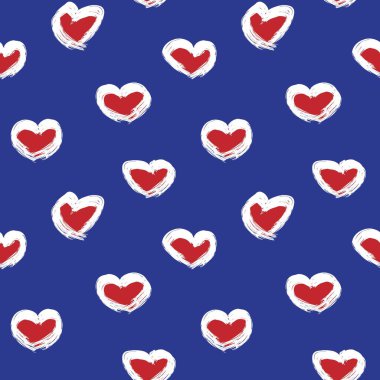 Kalp şeklinde fırça darbesi moda tekstil, grafik ve el sanatları için kusursuz desen tasarımı