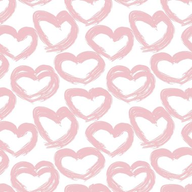 Kalp şeklinde fırça darbesi moda tekstil, grafik ve el sanatları için kusursuz desen tasarımı