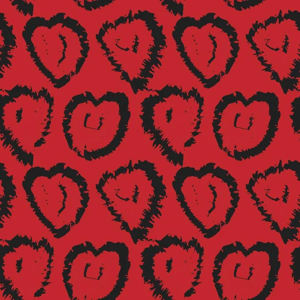 Heart Shaped Brush Stroke Seamless Pattern Design Fashion Textiles Graphics — Stock vektor