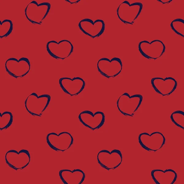 Heart Shaped Brush Stroke Seamless Pattern Design Fashion Textiles Graphics — Vettoriale Stock