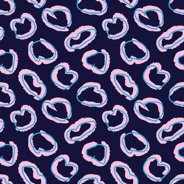 Heart Shaped Brush Stroke Seamless Pattern Design Fashion Textiles Graphics — 图库矢量图片