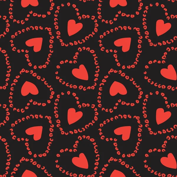 Heart Shaped Brush Stroke Seamless Pattern Design Fashion Textiles Graphics — Wektor stockowy