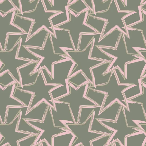 Star Brush Stroke Seamless Pattern Design Fashion Textiles Graphics — Stockvektor