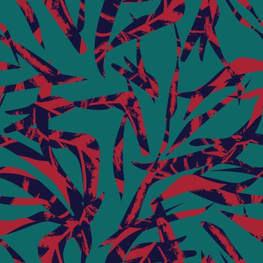 Brushstroke Tropical Leaf seamless pattern design for fashion textiles, graphics and crafts