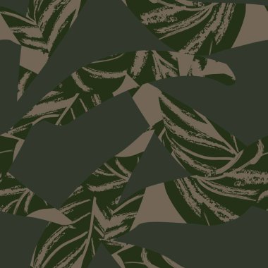 Brushstroke Tropical Leaf seamless pattern design for fashion textiles, graphics and crafts