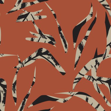 Brushstroke Tropical Leaf seamless pattern design for fashion textiles, graphics and crafts