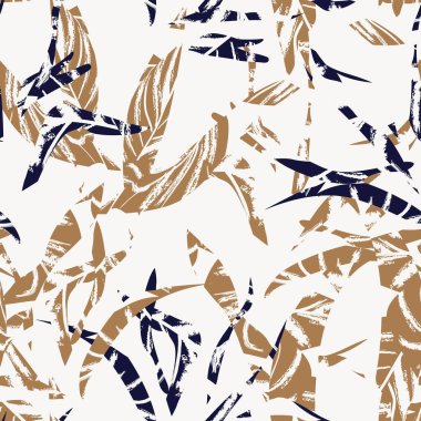Brushstroke Tropical Leaf seamless pattern design for fashion textiles, graphics and crafts