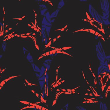 Brushstroke Tropical Leaf seamless pattern design for fashion textiles, graphics and crafts