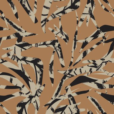 Brushstroke Tropical Leaf seamless pattern design for fashion textiles, graphics and crafts