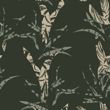 Brushstroke Tropical Leaf seamless pattern design for fashion textiles, graphics and crafts
