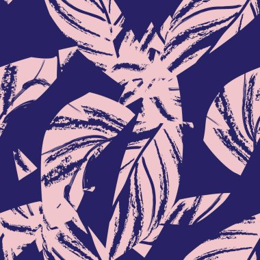 Brushstroke Tropical Leaf seamless pattern design for fashion textiles, graphics and crafts
