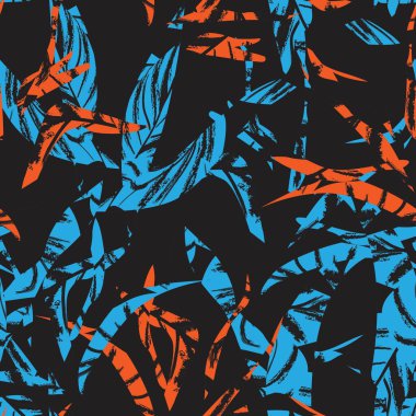 Brushstroke Tropical Leaf seamless pattern design for fashion textiles, graphics and crafts