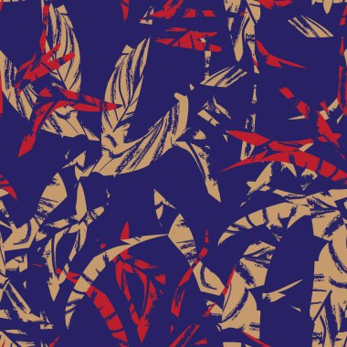 Brushstroke Tropical Leaf seamless pattern design for fashion textiles, graphics and crafts
