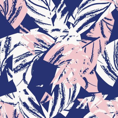 Brushstroke Tropical Leaf seamless pattern design for fashion textiles, graphics and crafts