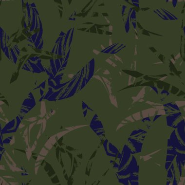 Brushstroke Tropical Leaf seamless pattern design for fashion textiles, graphics and crafts