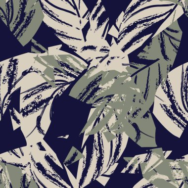 Brushstroke Tropical Leaf seamless pattern design for fashion textiles, graphics and crafts