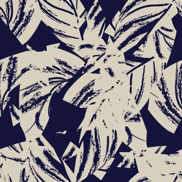 Brushstroke Tropical Leaf seamless pattern design for fashion textiles, graphics and crafts