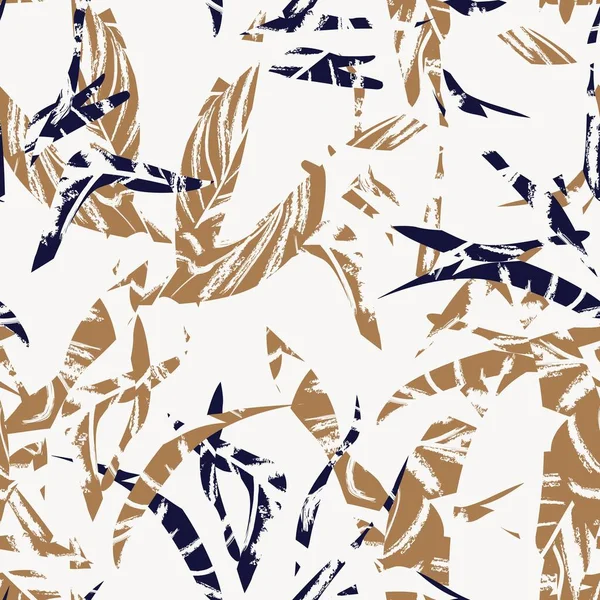 Brushstroke Tropical Leaf Seamless Pattern Design Fashion Textiles Graphics Crafts — Stockvektor