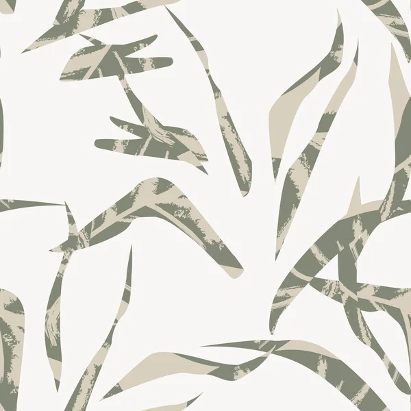 Brushstroke Tropical Leaf Seamless Pattern Design Fashion Textiles Graphics Crafts — Vetor de Stock