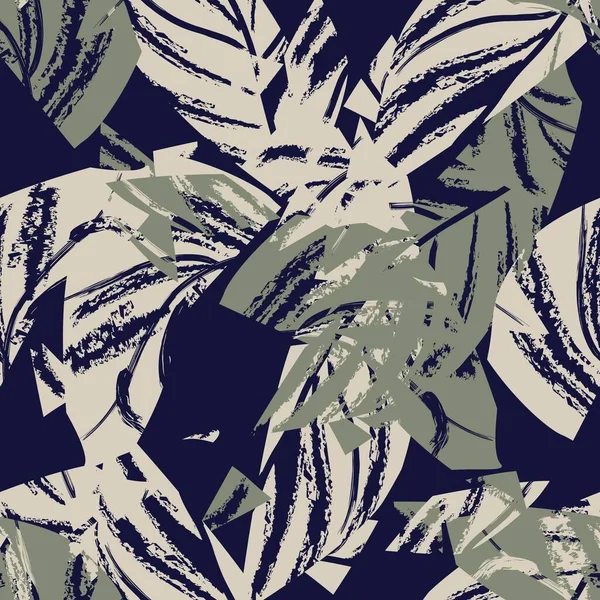 Brushstroke Tropical Leaf seamless pattern design for fashion textiles, graphics and crafts