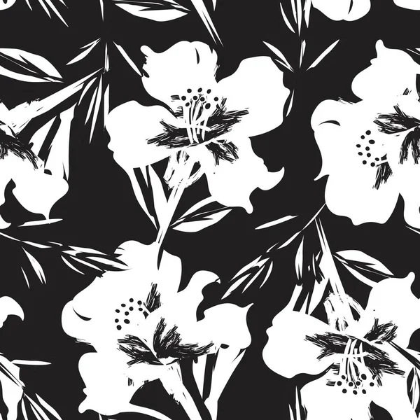 Pinceladas Florais Design Padrão Sem Costura Para Têxteis Moda Gráficos — Vetor de Stock