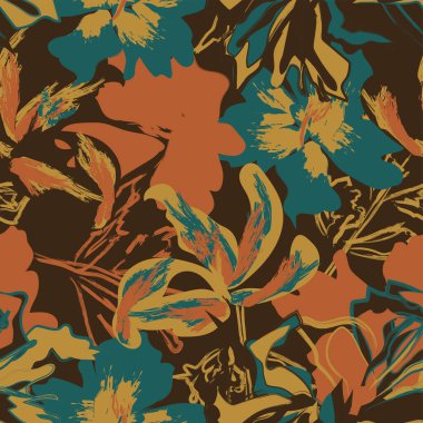 Moda tekstil, grafik, arka plan ve el sanatları için kusursuz desenli fırça darbeleri