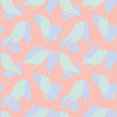 Tropical Leaf and sparrows seamless pattern design for fashion textiles, graphics and crafts